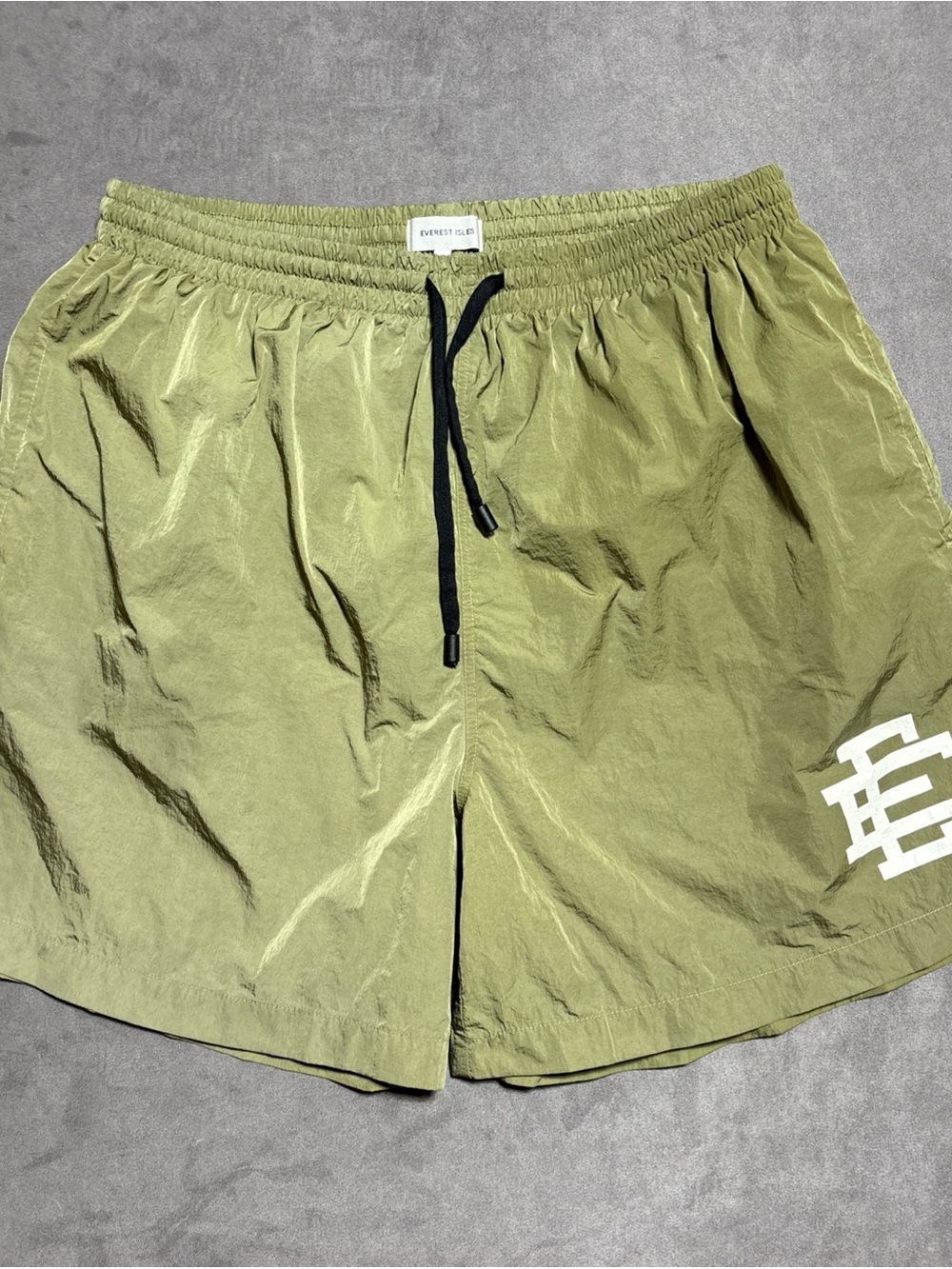Eric Emanuel x Everest Isles EE Basic Swim Shorts Trunks Olive Green Men Size XL